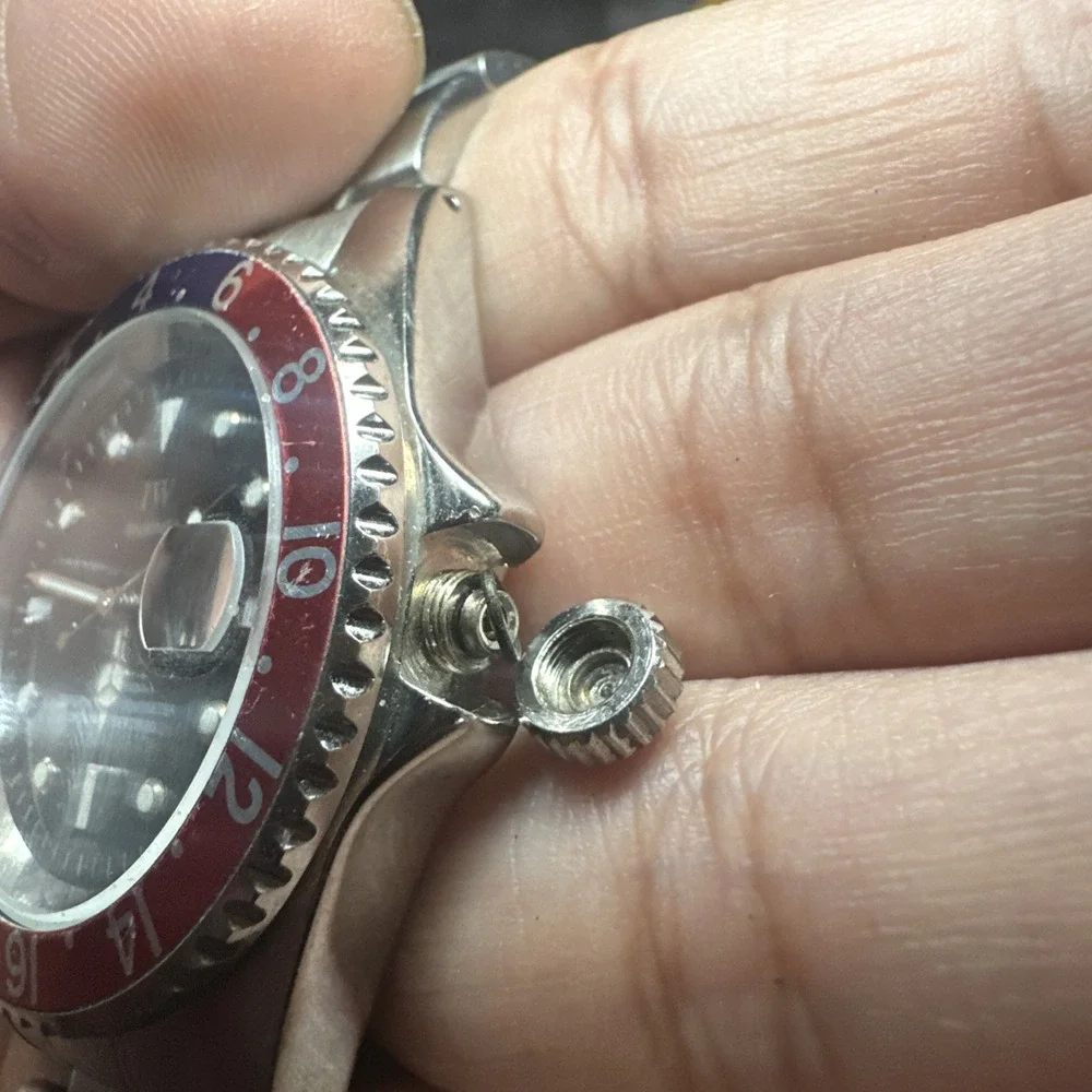 IW Aquamatic Automatic 21J Pepsi Mens Watch 40mm Miyota Untested-Crown Broken